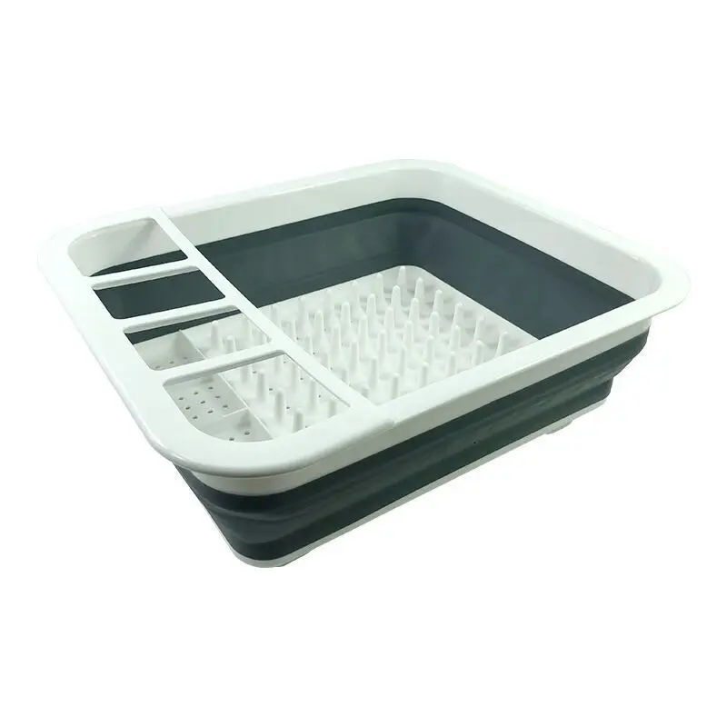 Складной столовый поддон ящик для хранения столовых приборов портативный сушильный лоток Бытовая Посуда держатель - Цвет: Gray
