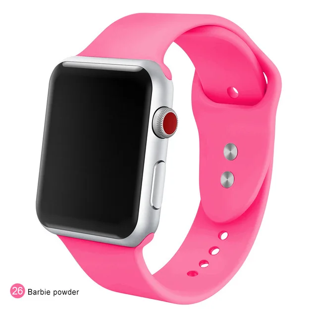 Мягкий силиконовый спортивный ремешок для 38 мм Apple Watch Series 3 4 5 42 мм сменный ремешок на запястье для iWatch Sports Edition 40 мм - Цвет ремешка: barbie powder