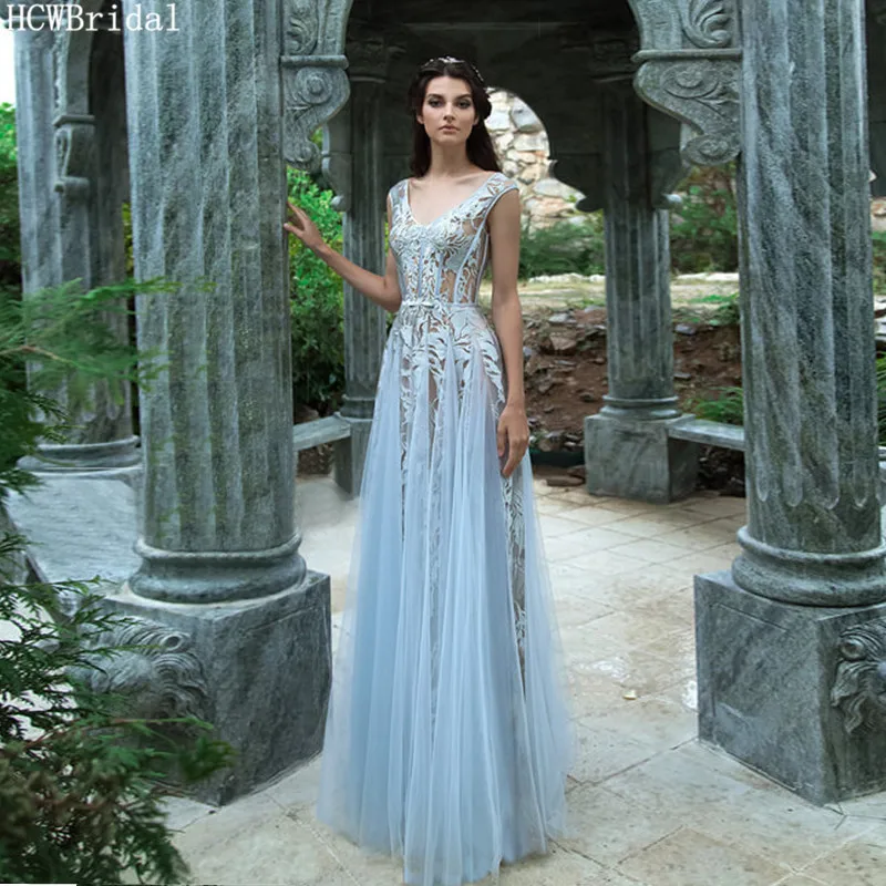 

Long Mint Blue Formal Evening Dress A Line Backless Sexy Lace Wedding Party Dresses Custom Made Robe De Soiree Prom Gowns