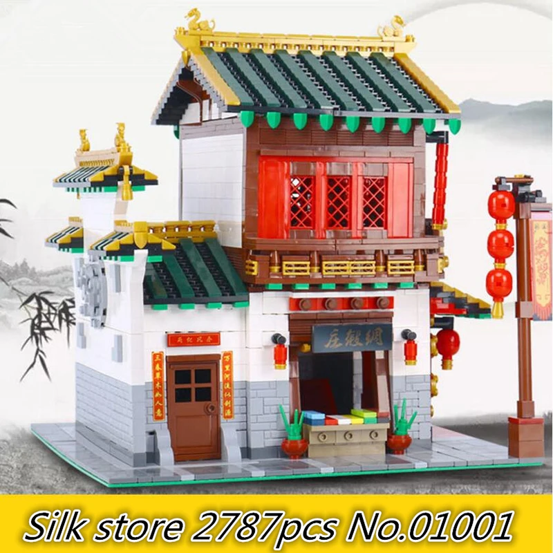 

In Stock 01001 Creator series the Chukagai silks and satins shop Model Building Blocks classic Chinatown Architecture Octonauts