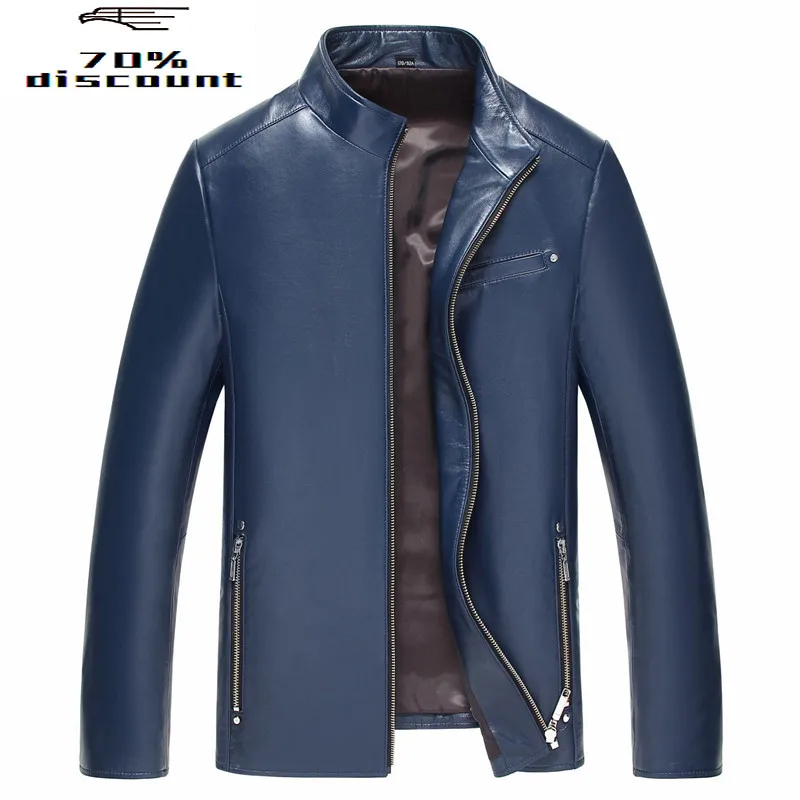 

2020 Short Genuine Leather Jacket 200% Sheepskin Coat Men's Windbreaker Spring Autumn Slim Leather Jackets 82Y2908 YY260