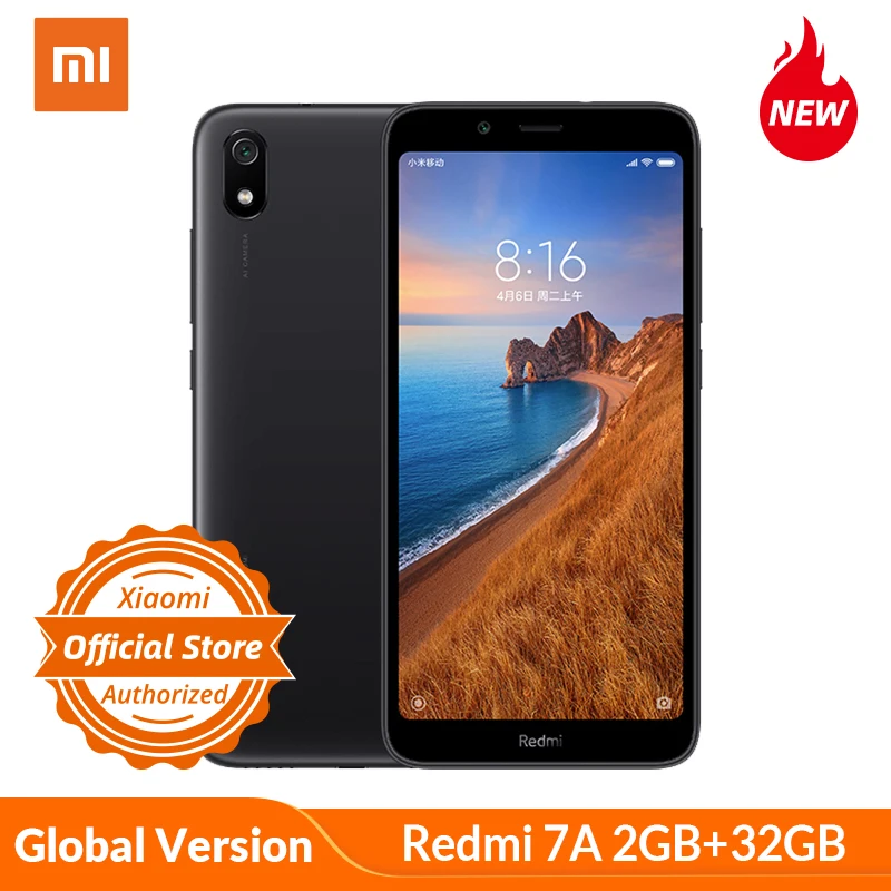 Xiaomi Redmi 7A глобальная версия 2 ГБ 32 5 45 &quotHD полный дисплей Snapdargon 439 Восьмиядерный