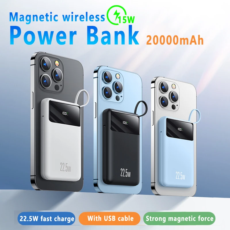 10000mah Magnetic Portable Wireless Power Bank 15W Fast Charger Mobile Phone External Battery for Iphone 13 12 11 Pro Max Xiaomi power bank portable charger