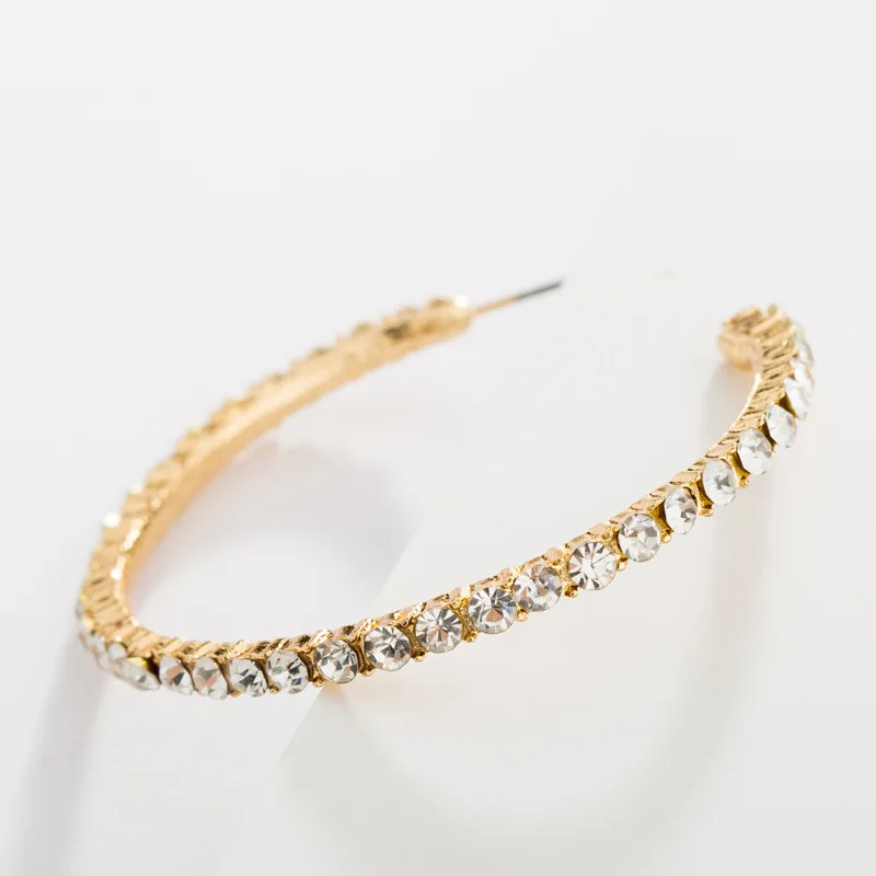 Crystal white ZA Кристальные серьги в виде больших кругов новые серьги в европейском и американском стиле Простые Модные темпераментные креативные женские серьги - Окраска металла: Crystal white