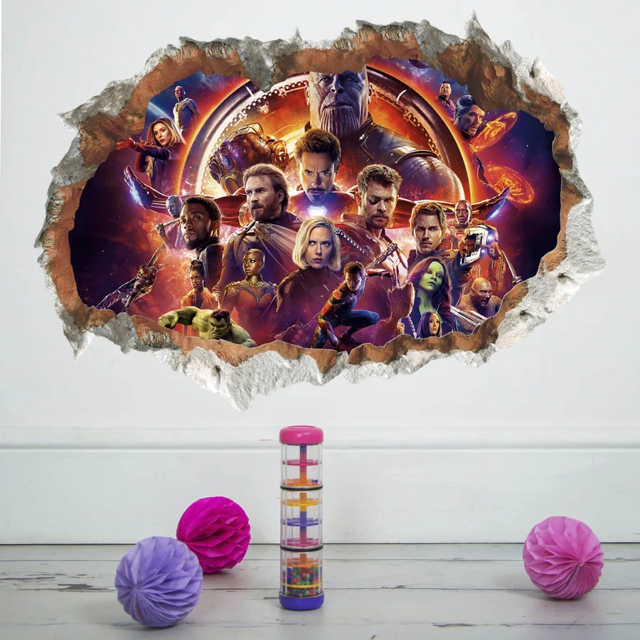 Disney рисунки из мультфильма ПВХ наклейки в спальню Стикеры наклейка "Мстители"