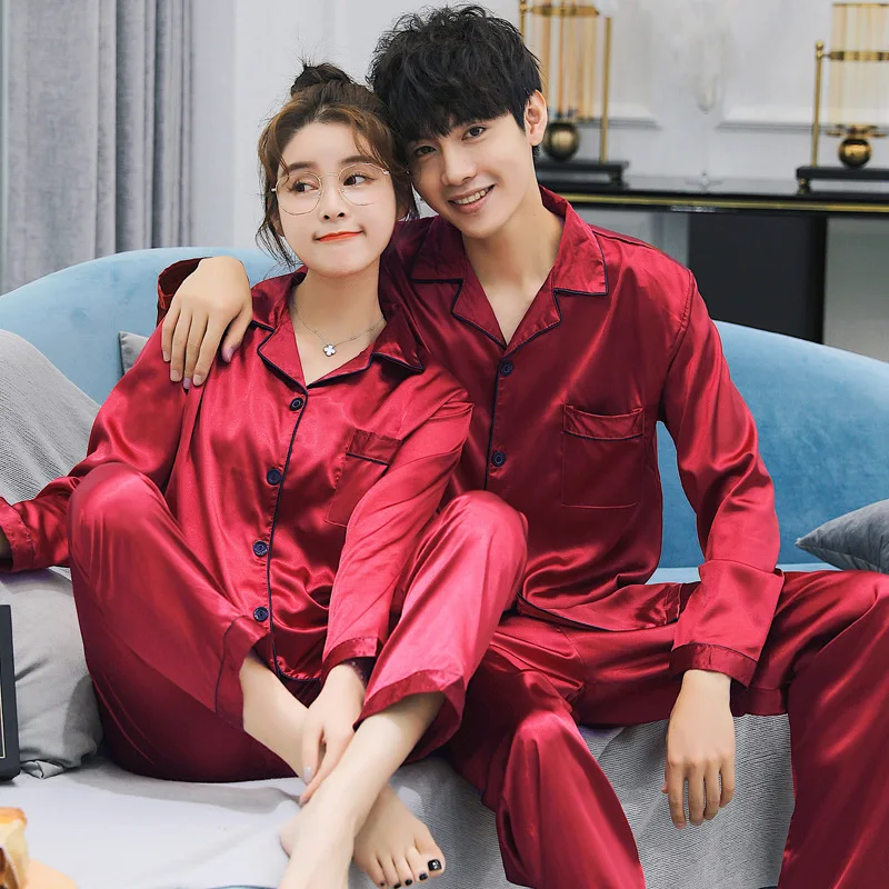 

New Products Autumn Couples Pajamas Air Conditioning Clothes Long-sleeved Red Model Thin Type for Spring And Autumn Tracksuit ME