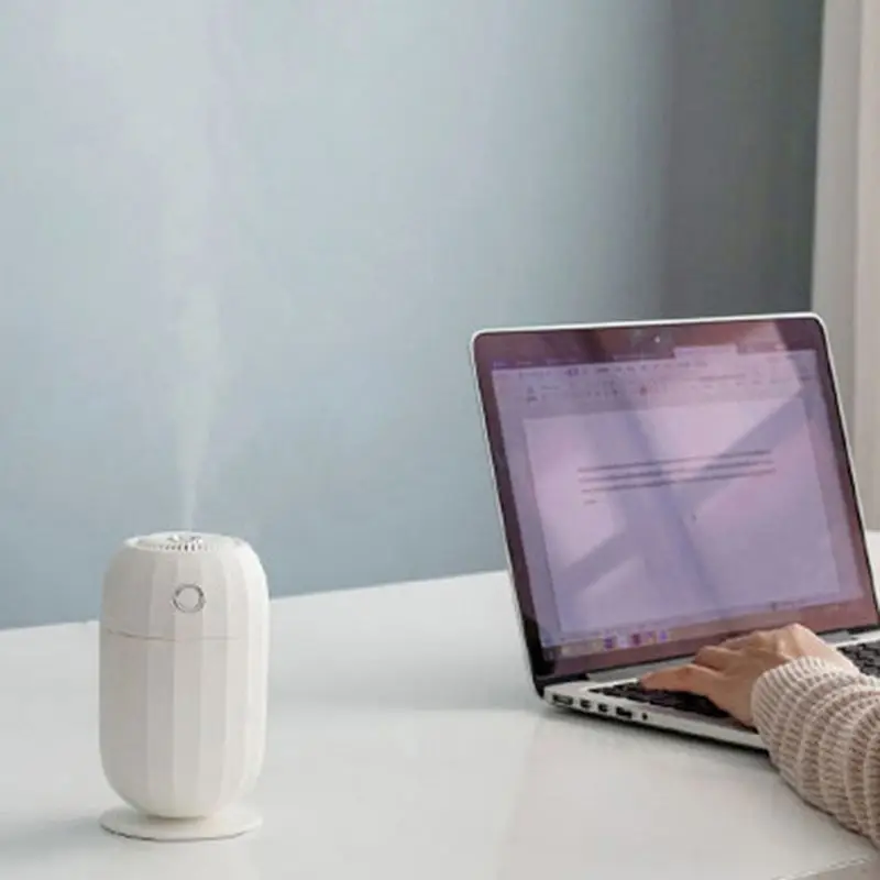 Night Light LED Lamp Mini Barrel Air Humidifier Aroma Essential Oil Diffuser USB Fogger Mist Maker Home Car 300mL New 2019