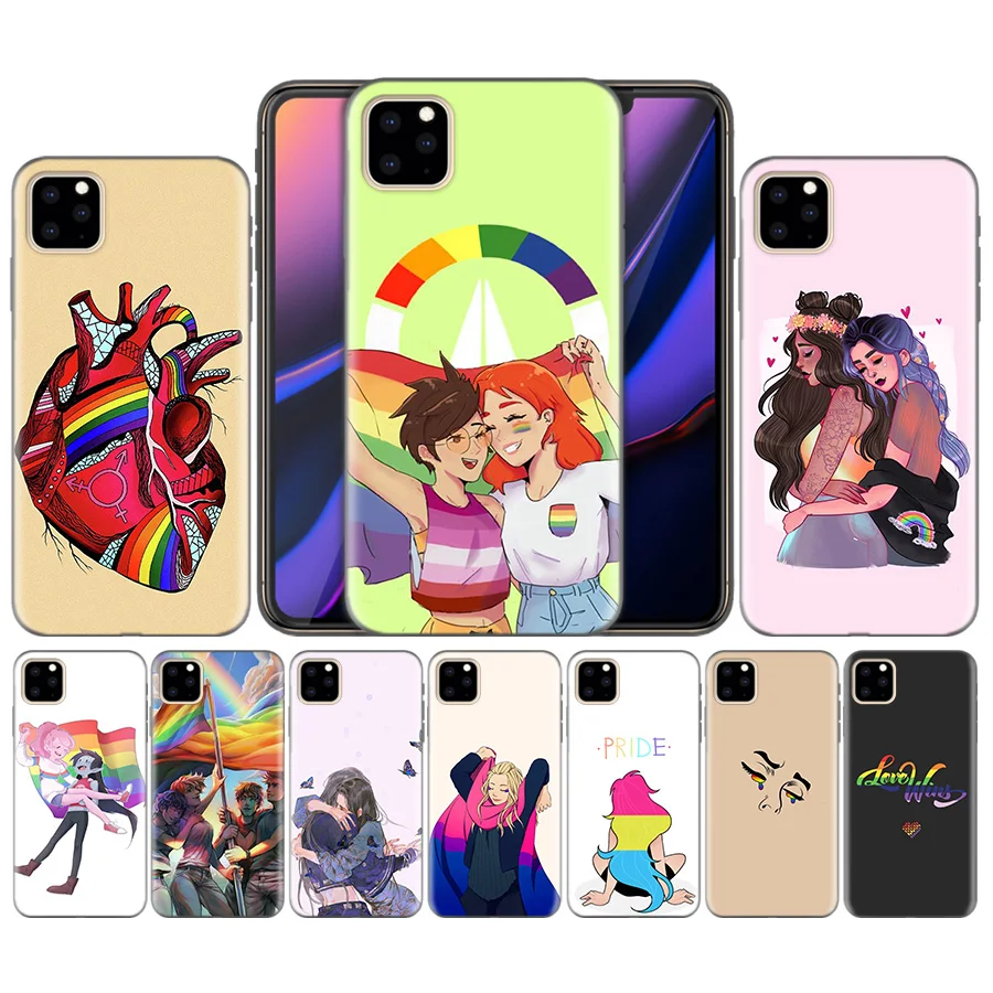 

LGBTQ Heart LGBT Love Is Love Silicone Phone Case Cover For iphone XR XS Max X 7 8 6 6S Plus 11 11Pro Max 5 5S 5C SE 7Plus 8Plus