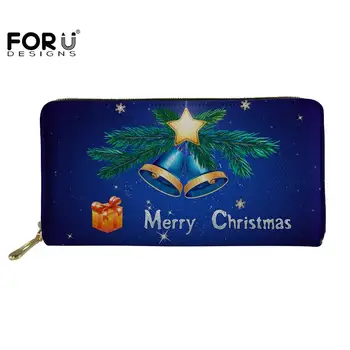 

FORUDESIGNS Women-wallets-long Chirstmas Series Pattern PU Leather Purses For Female Card Holder Purses Cards Square Coin-bags