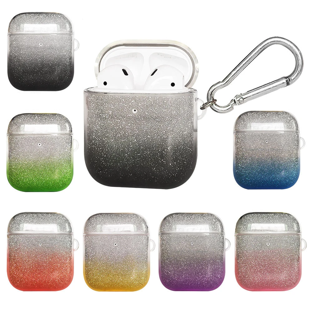 

Gradient Color Protective Cover Case for AirPods 1/2 Flash Powder Earphone Cover for Airpods 1/2 Tpu Shockproof Shell