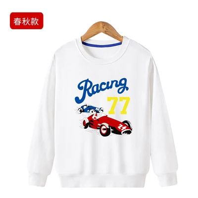 racing white Свитеры для детей от 4 до 18 лет пуловеры для подростков, одежда для мальчиков и девочек Осенняя повседневная детская хлопковая толстовка - Цвет: racing white