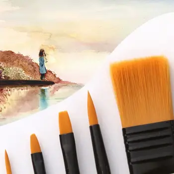 

10Pcs/Set Paint Brushes Kit With Yellow Wooden Handle Nylon Hair For Acrylic Oil Watercolor Drawing Supply