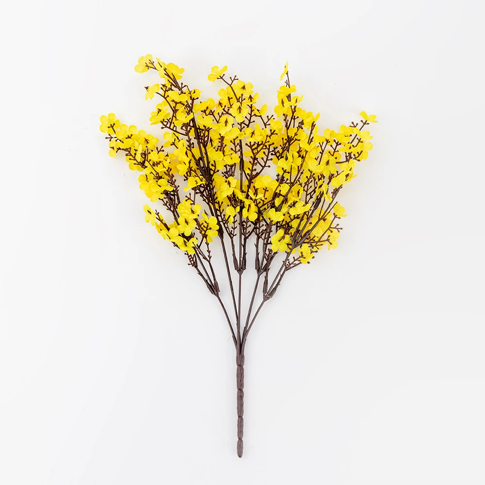 yellow Шелк Гипсофила искусственная цветы для украшения дома пластиковые Стволовые Свадебный букет невесты Mariage Вишневый цветок Поддельные DIY - Цвет: yellow