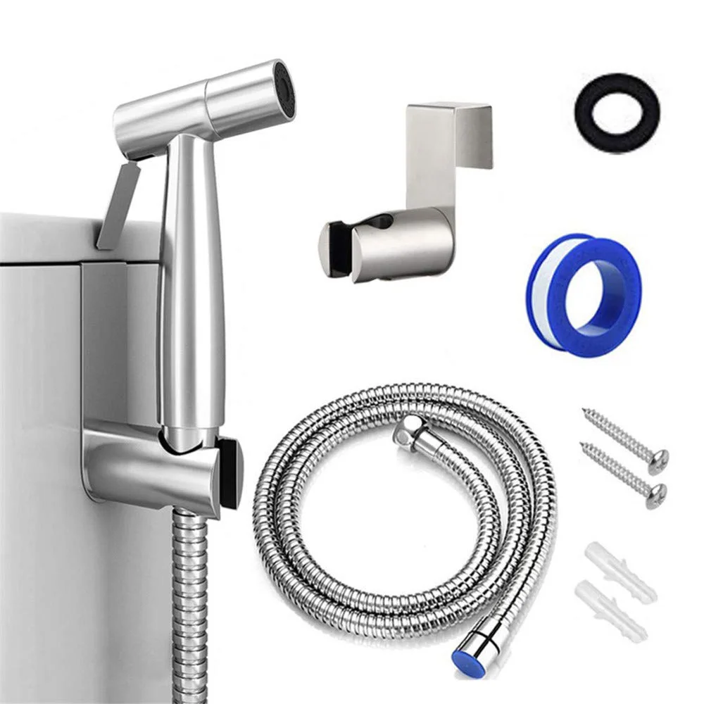 Stainless Steel Handheld Bidet Spray Shower Head Shattaf Toilet Adapter Hose Kit