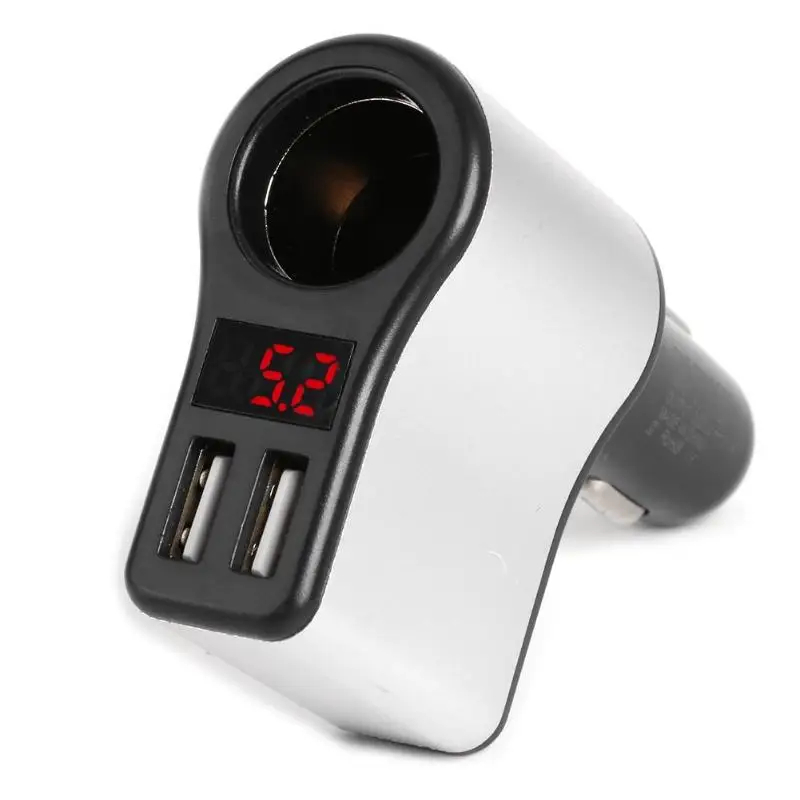 Автомобильное зарядное устройство прикуриватель двойной USB цифровой дисплей телефон зарядное устройство адаптер подходит для мобильных телефонов навигаторы