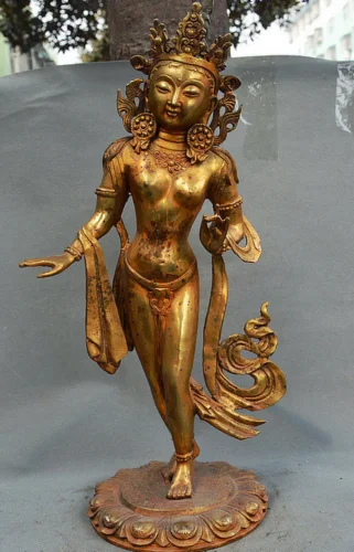14 "Старый тибетский буддизм Бронзовый свинка Vajrayogini Vajravarahi Будда статуя богини |