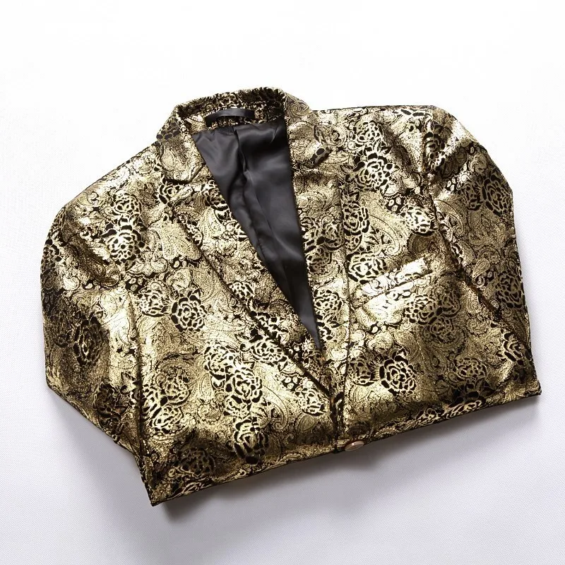 

Luxury Mens Golden Print Velvet Suit Jacket Blazer Masculino Slim Fit British Style Men Vetement Homme Plus Size 5Xl