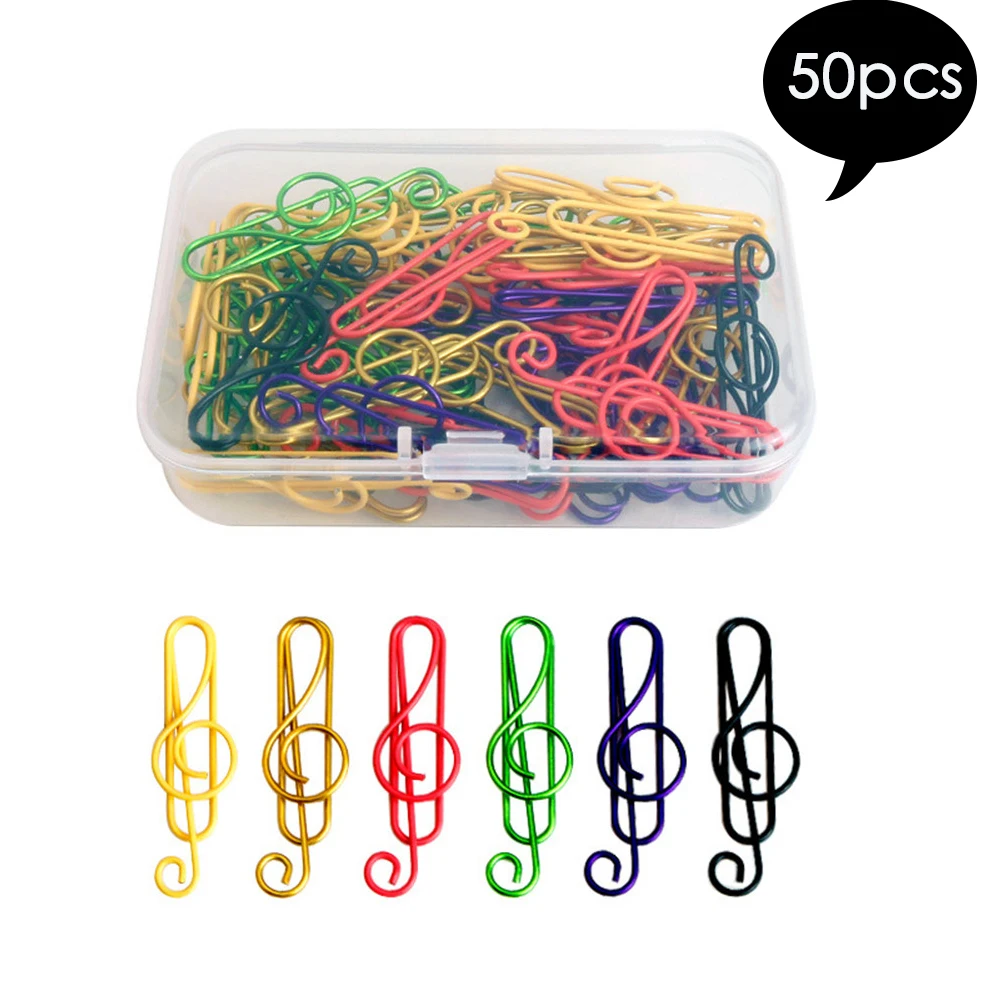 

50/60pcs Paper Clips Durable Rustproof, Music Shape Paper Clips for Bookmark Office School Document Organizing Notebook Agenda