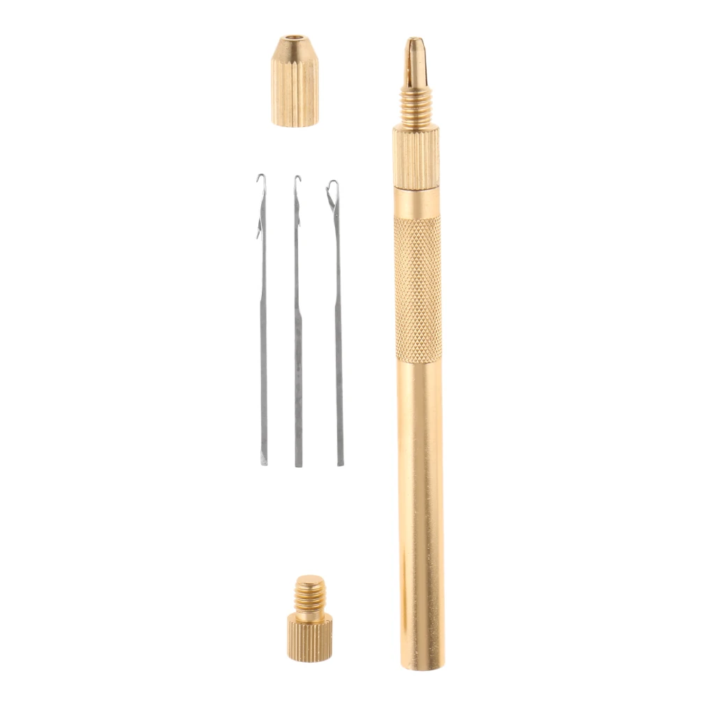 Crochet Holder Needle Hook 1Holder & 3Needles Aluminum For Hair Braiding Lace Wig Hairpiece Making