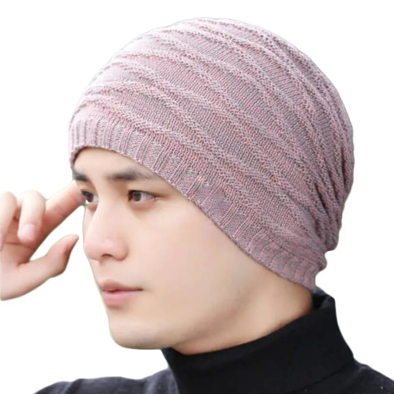 Шапка бини мужская зимняя водонепроницаемая рябь Beanie Мужская s трикотажный свитер шапки плюс бархатная утолщенная шапка бини мужские шапки