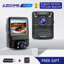 AZDOME GS65H мини видеорегистратор с двумя объективами, видеорегистратор для автомобиля, фронтальная камера Full HD 1080 P/задняя камера 720 P, автомобильная камера ночного видения, gps
