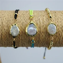 10 шт./лот пресноводные жемчужины неправильной формы браслет, творческий браслет бижутерия ручной работы, позолоченный жемчужный разъем ювелирные изделия