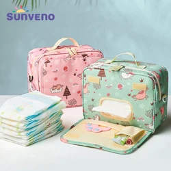 Sunveno Bolsa de pañales impermeable para mamá, organizador de pañales de tela lavable, reutilizable, 23x18cm