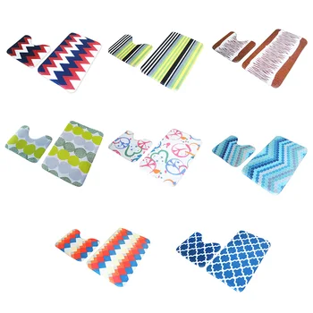 

2pcs/Set Soft Microfiber Bath Mats Sets Non Slip U Shape Bath Carpet Set Comfortable Durable Machine Wash Bathroom Supplies