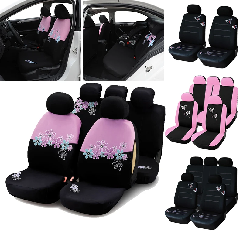 AUTOYOUTH Car Seat Covers For Women Universal Airbag Compatible Pink