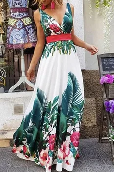 

Hot STOCK Womens Holiday V-Neck Long Sleeveless Maxi Summer Beach Boho Dress Sundress