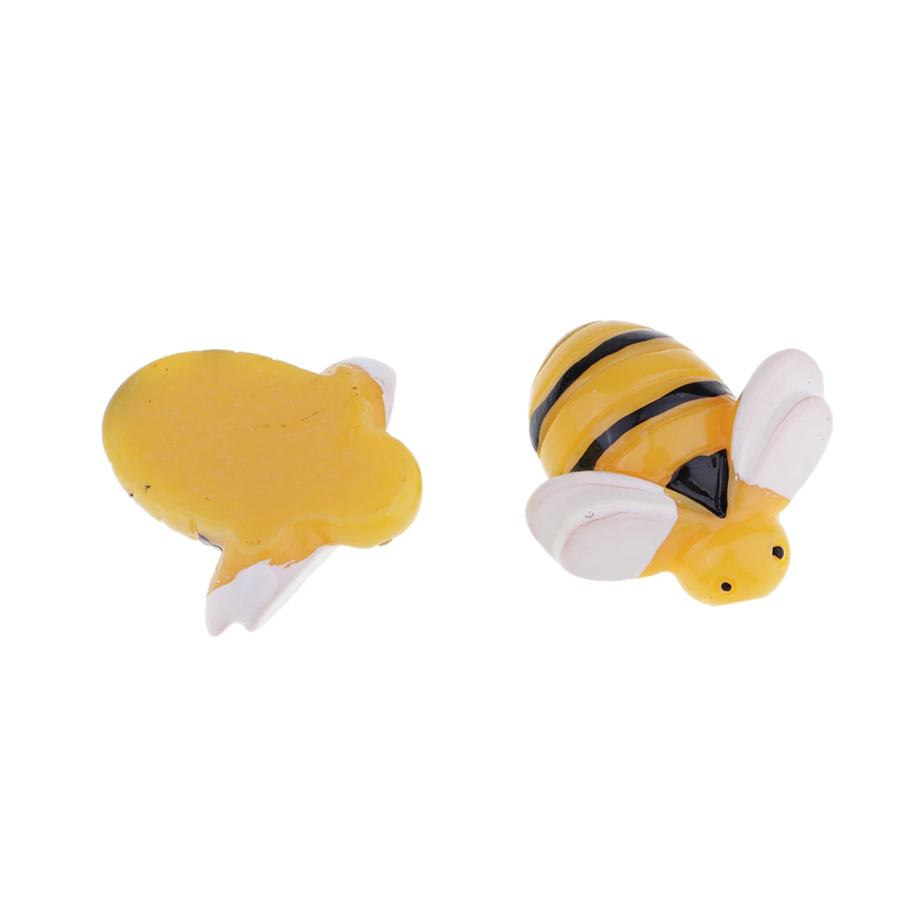 10pcs Mini Bee Shape Resin Flatback Dollhouse Miniature Garden Ornaments
