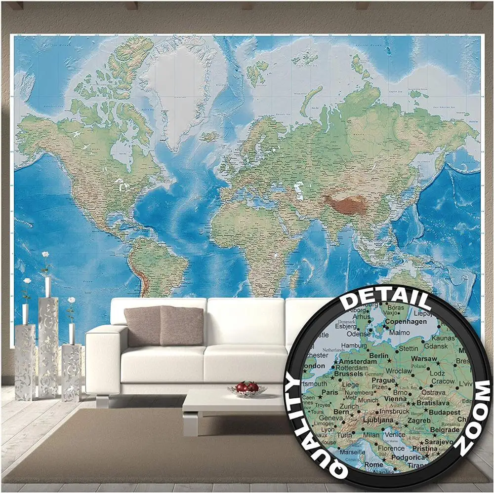 Free Shipping Customize Wall Stickers Vintage Map Wall Mural Decals
