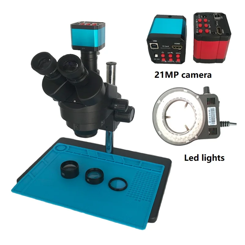 

21MP HDMI USB Digital Industry Microscope Camera trinocular Stereo Zoom microscopio for jewelry Phone PCB Repair tools