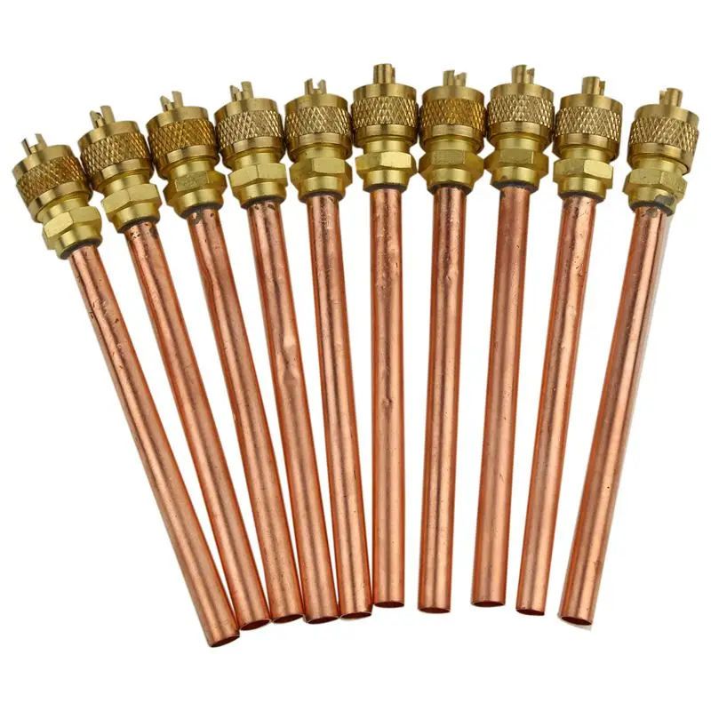 

10 Valve 1/4 inch SAE x 1/4 inch OD x 4 inch stem Core AC Refrigeration