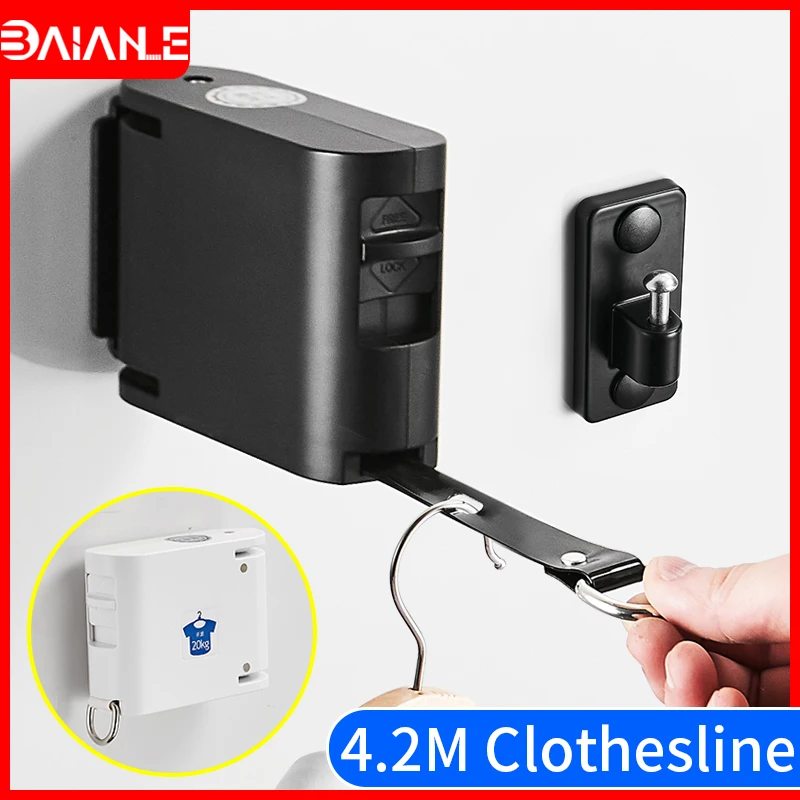 

Retractable Clothesline Indoor Invisible Clothesline with Hole Wall Mounted Bathroom Balcony Laundry Drying Rack Hanger Rope