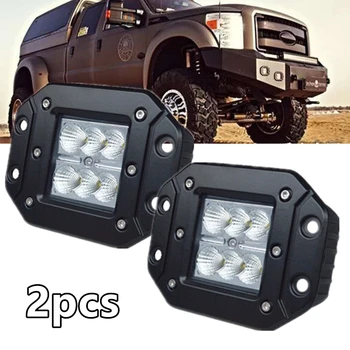 

2pcs 18W Flood Led Light Bar Flush Mount Led Pods Off Road Backup Driving Lights Fog Lamp for Jeep Tacoma Bumper SUV Truck Boat