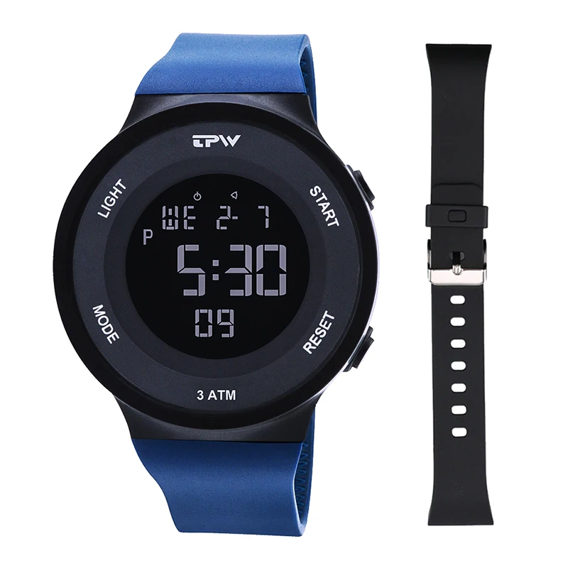 Men Sports Digital Watches Replacable Strap Stopwatch Alarm Chrono Waterproof Unisex