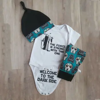 

Newborn Infant Baby Boy Girl Star Wars Tops Romper Pants Hat Outfits Set Clothes