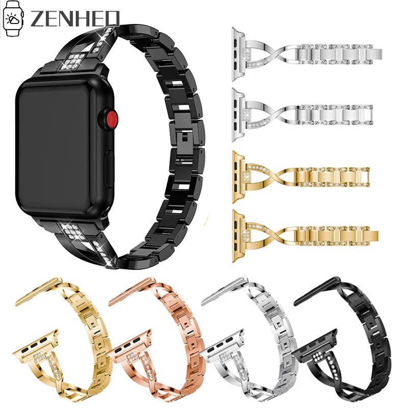 Металлический ремешок для Apple Watch Band 40 мм 44 38 42 браслет стразы iWatch Series 4 3 2 1 |