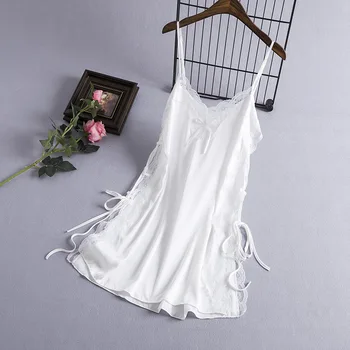 

Sexy Gown Nighties Womens Nightgown V-Neck Strap Sleepshirt Summer Pajamas Sleeveless Home Dress Sleepwear Short Robe Homewear