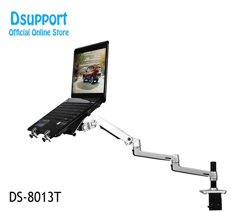 Portatile & Monitore Regolabile Alluminio Universale laptop portatili e Monitor supporto da tavolo staffa di montaggio a morsetto Tilt Swivel doppio Supporto Arm Holder 