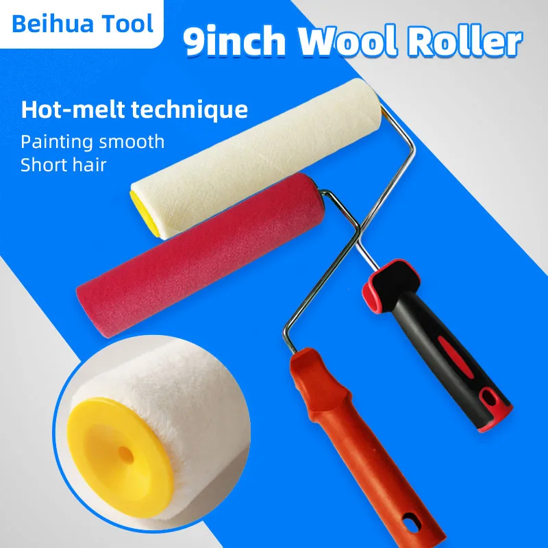 2PCS/Set 9inch Wool Paint Roller Brush Short Hair Nap 4mm Velour Roller for Wall Decoration Interior Painting Tools Rolls 2pcs side brushes 2pcs filters 1pc roller brush 2pcs mop cloth for ilife v7s plus robot vacuum cleaner