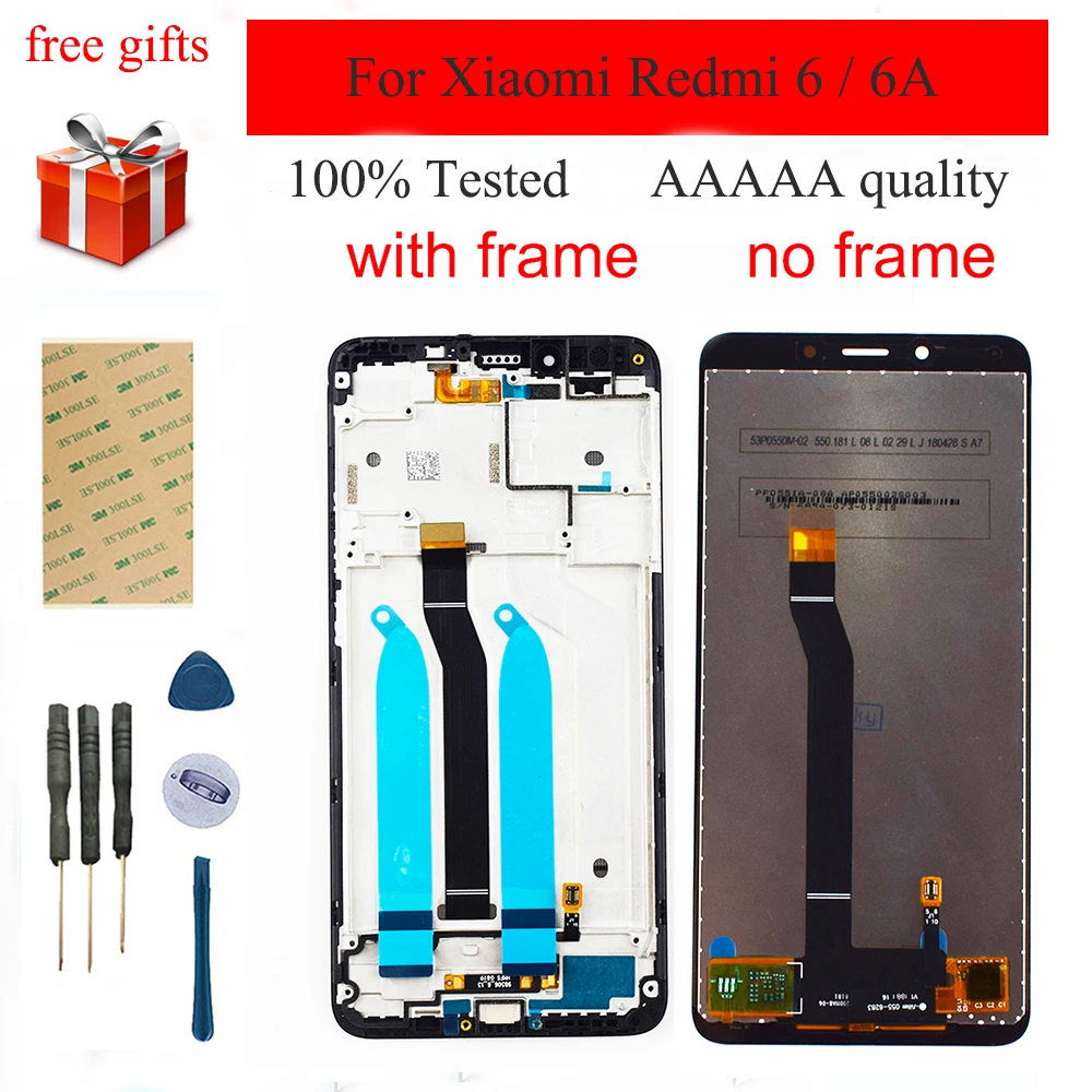 Цена 5,45 Xiaomi Redmi 6 ЖК дисплей модуль для Xiaomi Redmi 6A ЖК сенсорный датчик экрана в сборе с разрешением рамки 1440*720