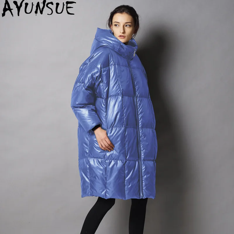 

AYUNSUE White Duck Down Jacket Woman Hooded Winter Coat Oversize Puffer Jacket Korean Plus Size Warm Parkas 2019 YR-001 KJ3024
