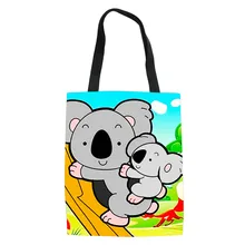 THIKIN хозяйственные сумки с милым принтом коала женские дорожные сумки для девочек Дамская сумка Холщовая Сумка с рисунком животных из мультфильмов