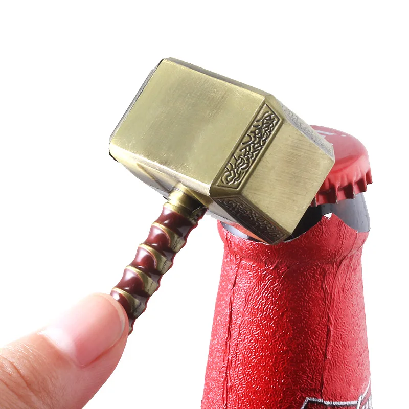 Мстители Тор открывалка для бутылок брелок Пиво Сода крышка открывалка для удаления топор Тора молот Мьёльнир брелок мужской llaveros подарок - Цвет: Черный