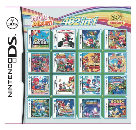 482 Games in 1 NDS Game Pack Card Mario Album Video Game Cartridge Console Card Compilation for DS 2DS 3DS New3DS XL afbeelding
