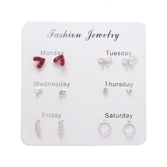 Fashion 3/6 Pairs Women's Earrings Korean Heart Stud Earrings for Women Pearl Earring Set 2021 Earings Jewelry Brincos Gifts