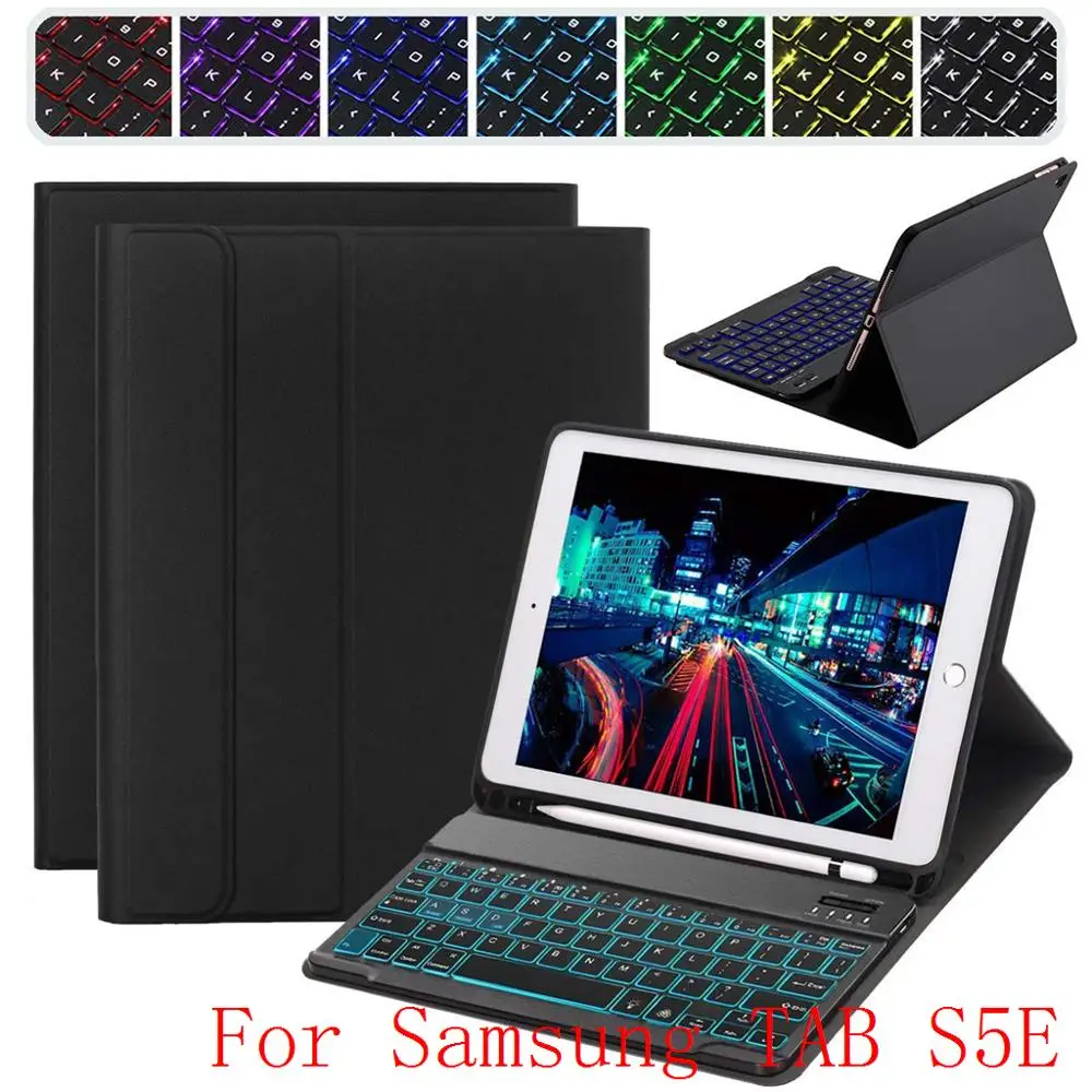 Беспроводной клавиатура чехол для samsung Galaxy TAB S5E Bluetooth чехол с откидной магнитной крышкой клавиатура чехол для планшета для samsung TAB S5E S4 s5 e 10,5 - Цвет: Backlight Black