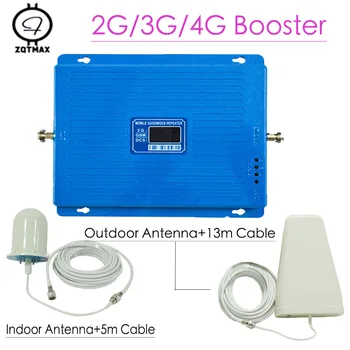 

ZQTMAX 2g 3g 4g Repeater 900 1800 2100 Tri band Signal Booster 75dbi cellular signal amplifier with antenna and cable